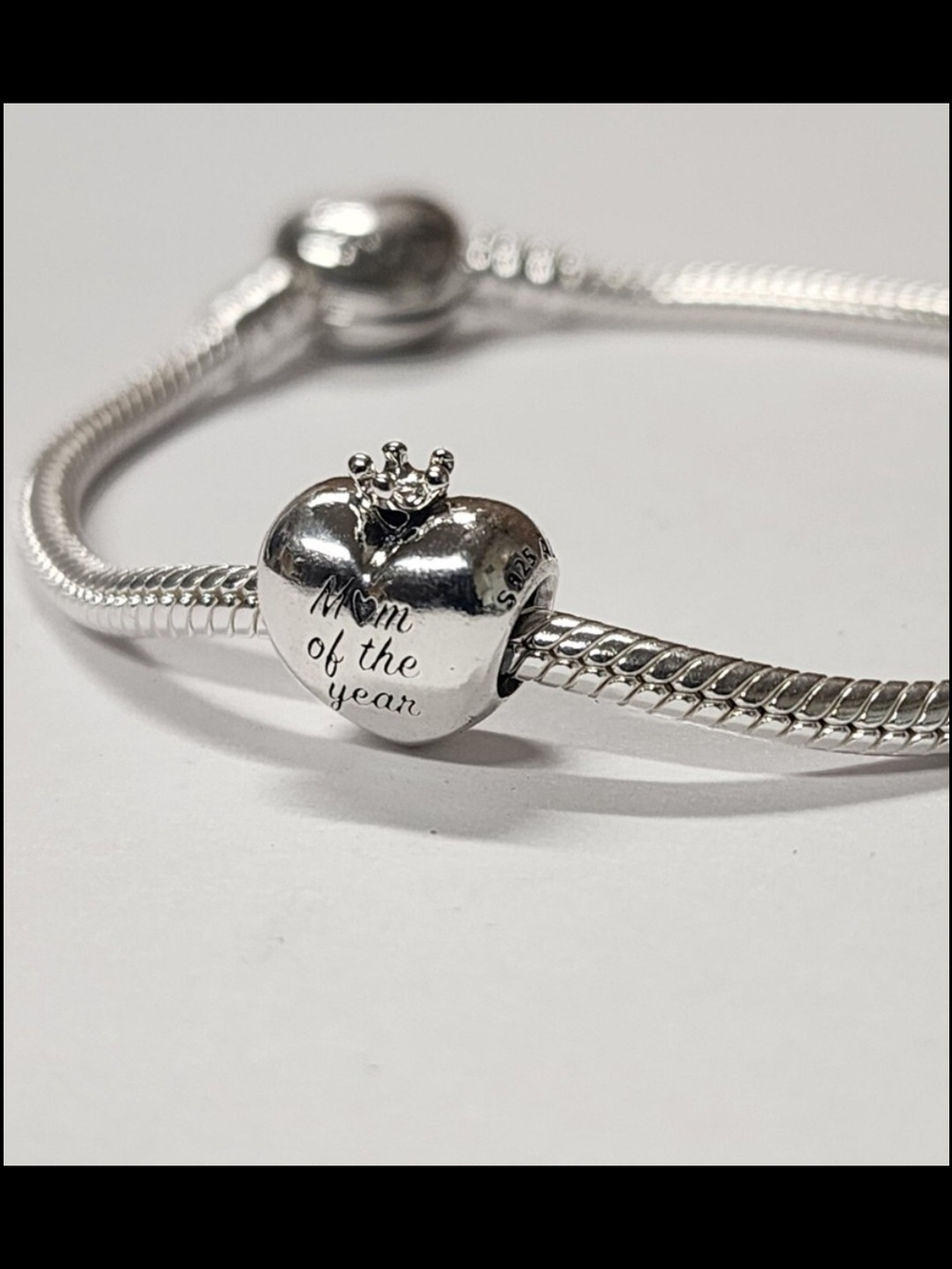 Pandora Silver Heart Charm with Crown - Silver
